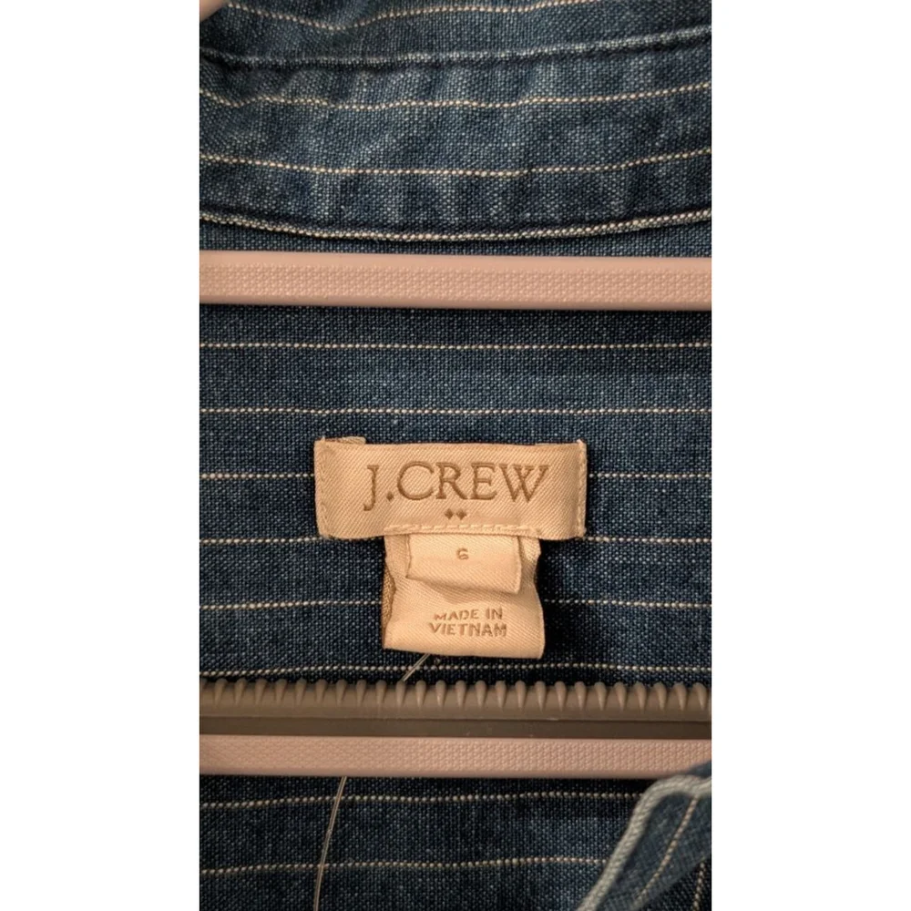Women's J.CREW Blue & White Striped Denim Mini Dress Size 6 - Picture 3 of 8